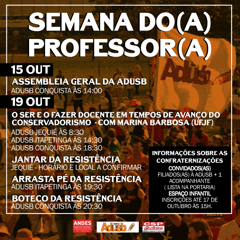 Participe da programação da Semana do(a) Professor(a)