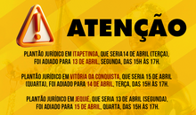 Atenção: alteração nas datas dos plantões jurídicos