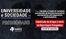 Prazo para envio de contribuições à Revista Universidade e Sociedade é prorrogado