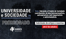 Contribuições para a revista Universidade & Sociedade podem ser enviadas até 2 de outubro