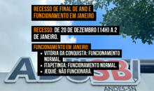 Recesso de final de ano e funcionamento da Adusb em janeiro de 2025