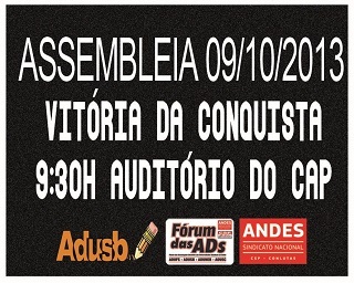 Assembleia Geral Extraordinária - Vit. da Conquista 09/10/2013
