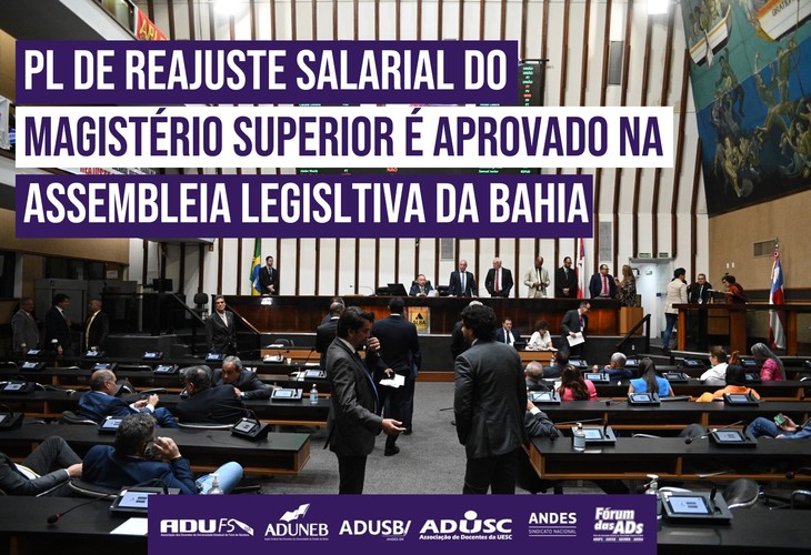 PL de reajuste salarial do magistério superior é aprovado na Assembleia Legislativa da Bahia