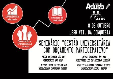 Seminário “Gestão Universitária com orçamento participativo” acontece dia 8 de outubro
