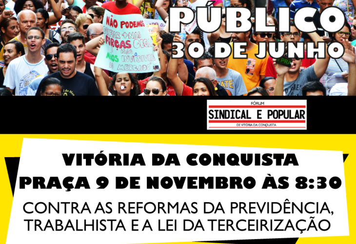 Greve geral: Ato público acontecerá em Conquista na sexta-feira (30)