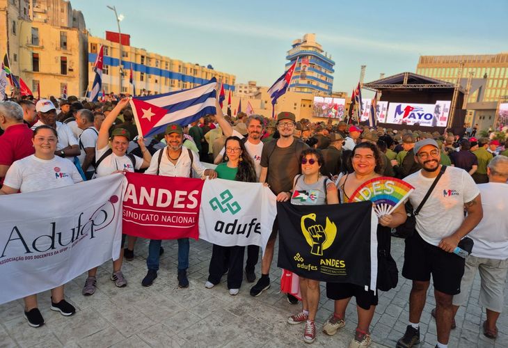 ANDES-SN e seções sindicais reafirmam solidariedade ao povo cubano em jornada de formação e lutas no 1º de Maio
