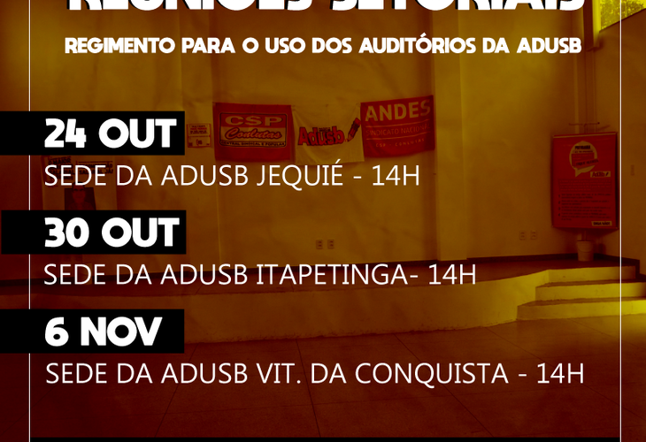 Regimento de uso dos auditórios da Adusb será discutido na terça-feira em Conquista