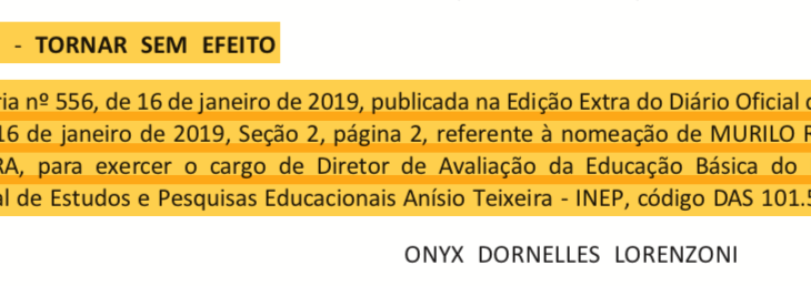 Governo Bolsonaro recua em indicação de Murilo Resende para o INEP   