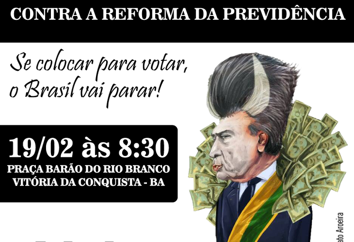 Ato público contra Reforma da Previdência acontece segunda-feira (19) em Conquista