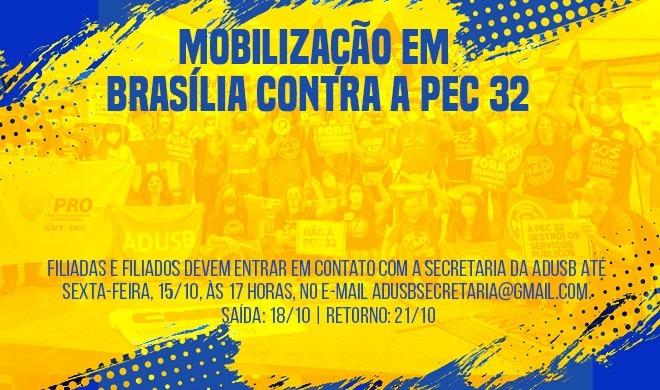 Participe das mobilizações em Brasília para barrar a PEC 32