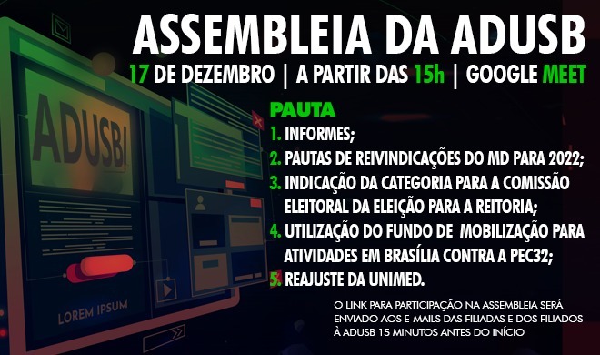 EDITAL DE CONVOCAÇÃO DE ASSEMBLEIA EXTRAORDINÁRIA - 17 DE DEZEMBRO DE 2021