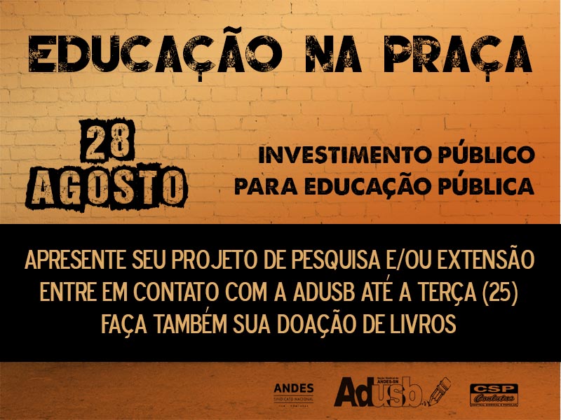 Doe livros e exponha seu projeto no ato público “Educação na Praça”