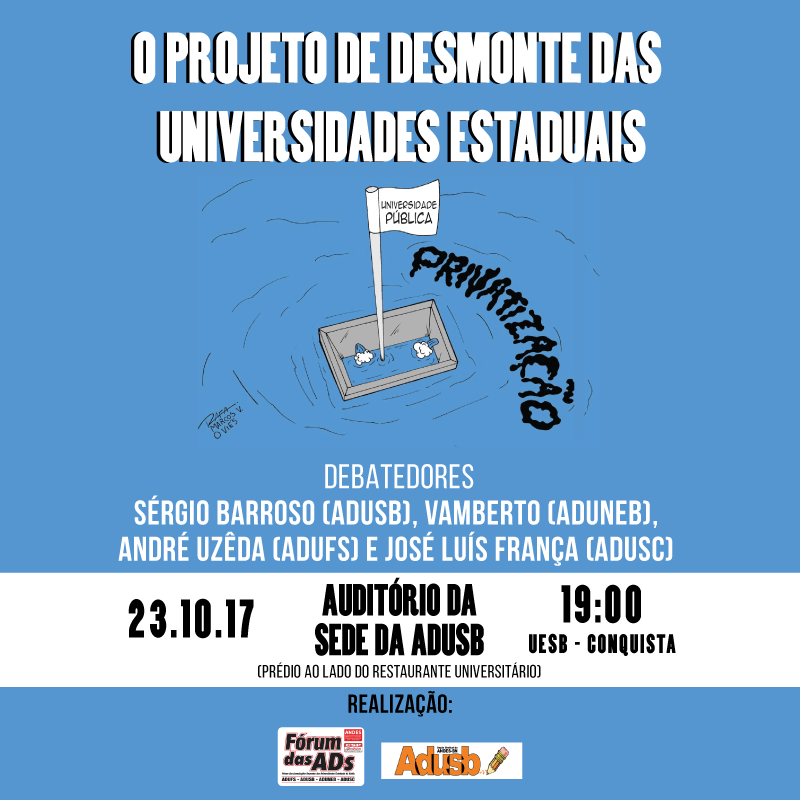 Debate sobre o desmonte das Universidades Estaduais acontece na segunda-feira (23)