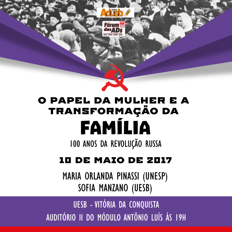 Adusb promove debate sobre mulheres e revolução russa na quarta-feira (10)