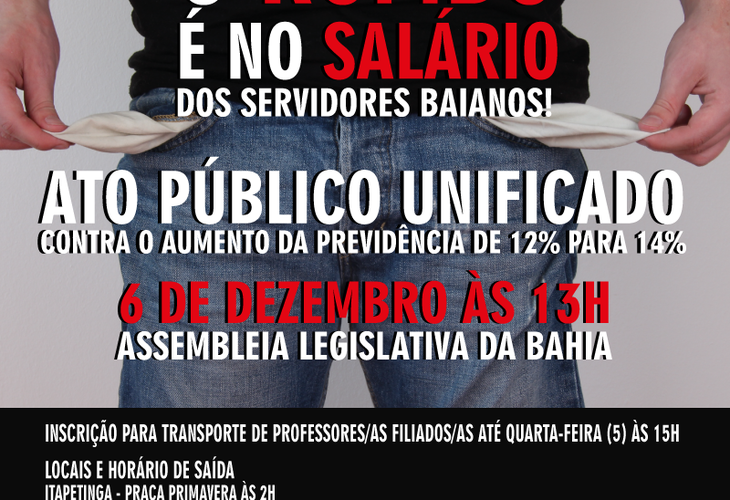 Adusb disponibiliza transporte para ato público contra aumento da previdência na quinta-feira (6)