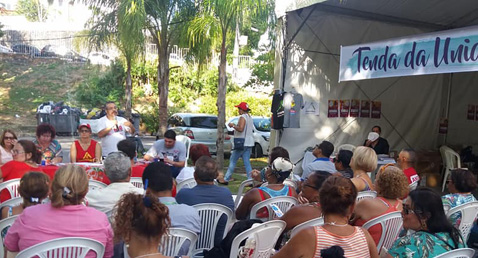 Tenda da Unidade no FSM debateu contrarreformas e perspectiva dos trabalhadores