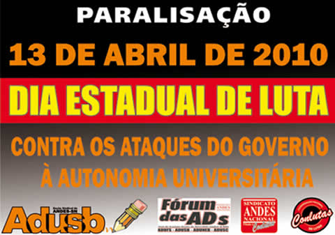 Boletim Eletrônico da Adusb - 11 de abril de 2010.