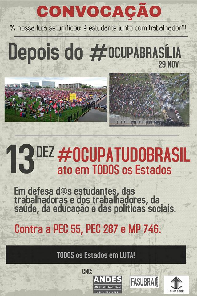 Ato público contra PEC 55 acontece na terça-feira (13)