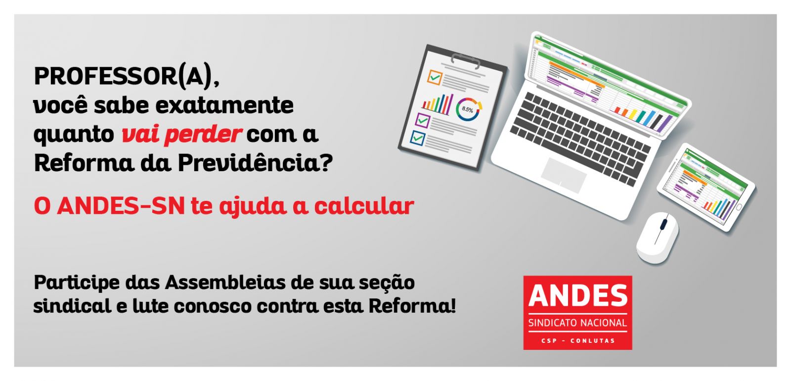 ANDES-SN disponibiliza calculadora para professor computar perdas com a Reforma da Previdência