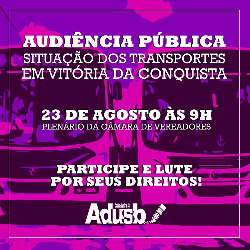 Audiência pública discutirá o transporte coletivo em Vitória da Conquista
