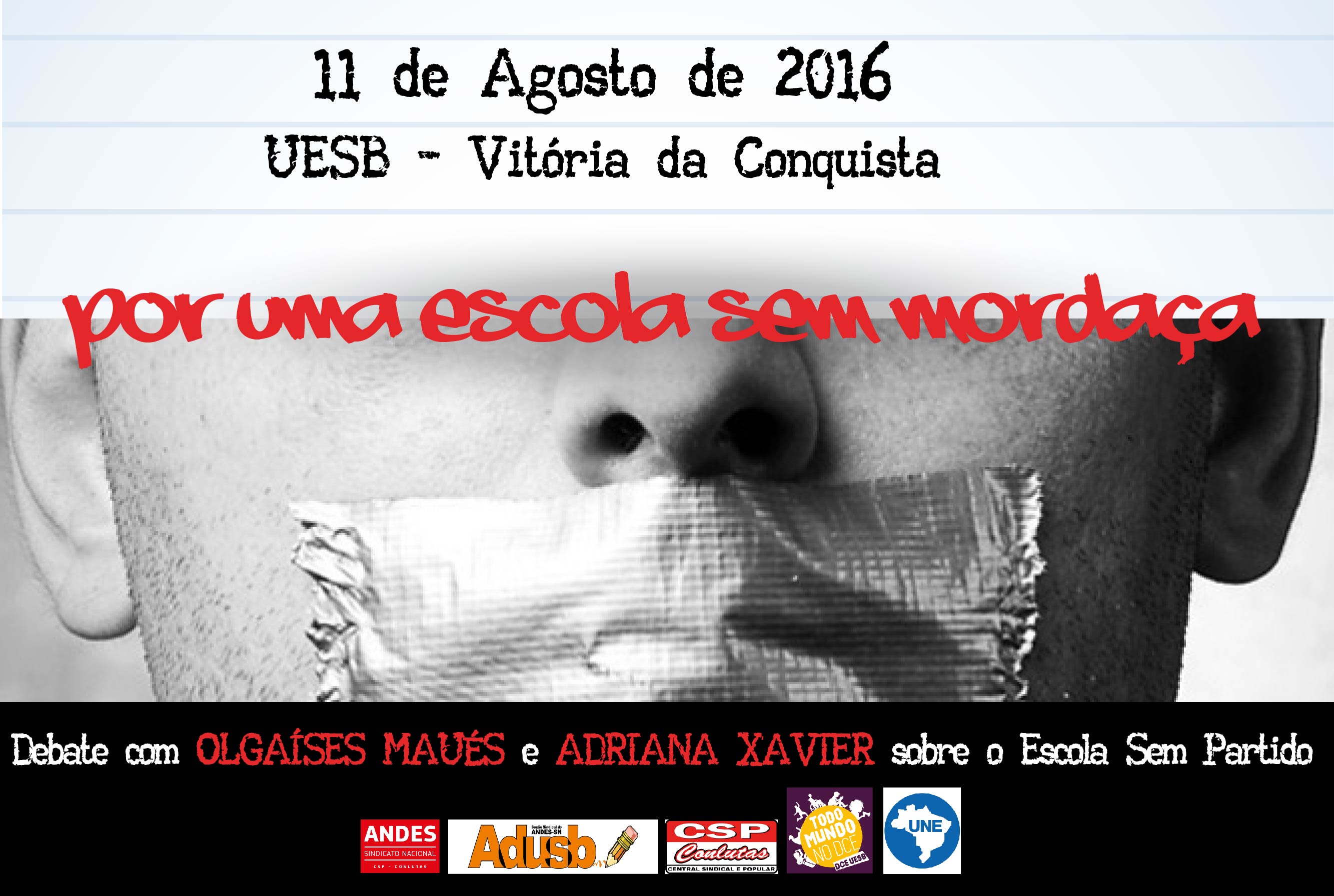Adusb e DCE promoverão debate sobre Escola Sem Partido no dia 11 de agosto