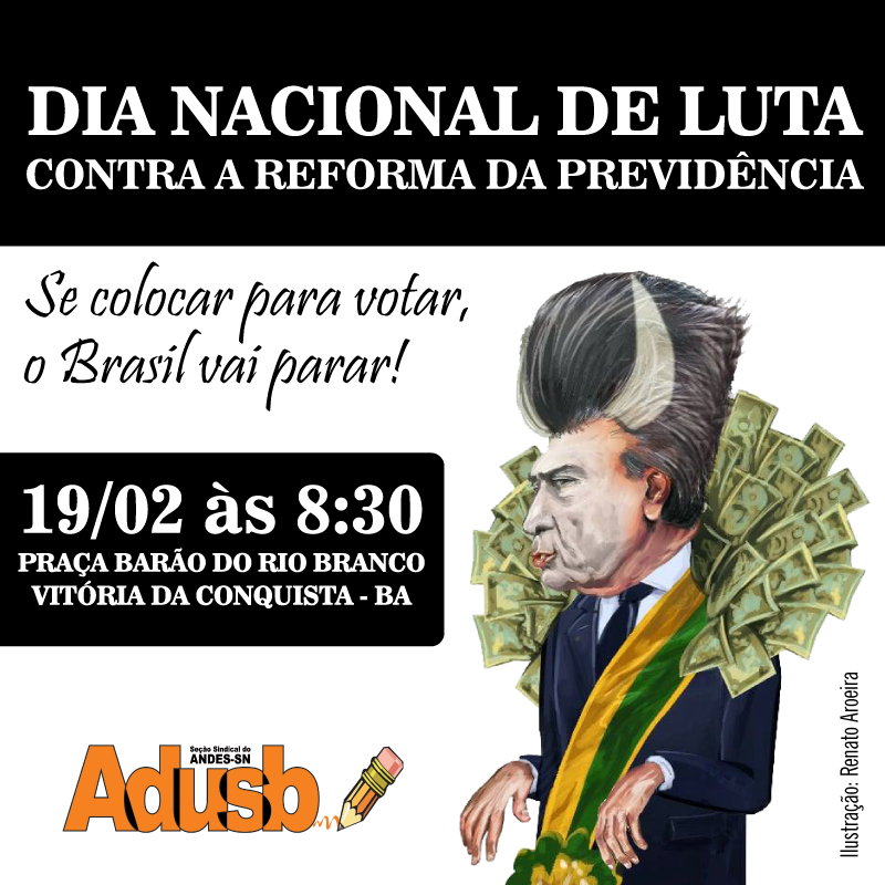Ato público contra Reforma da Previdência acontece segunda-feira (19) em Conquista