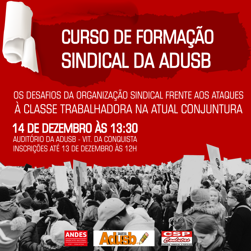 Curso de formação sindical da Adusb acontece na sexta-feira (14)